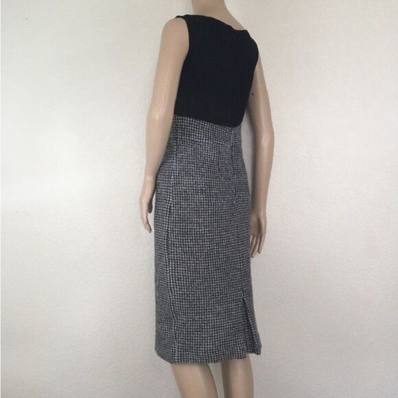 Anthropologie Sparrow Vapor Rise Black Houndstooth Wool Sheath Dress M NWT - Picture 6 of 11